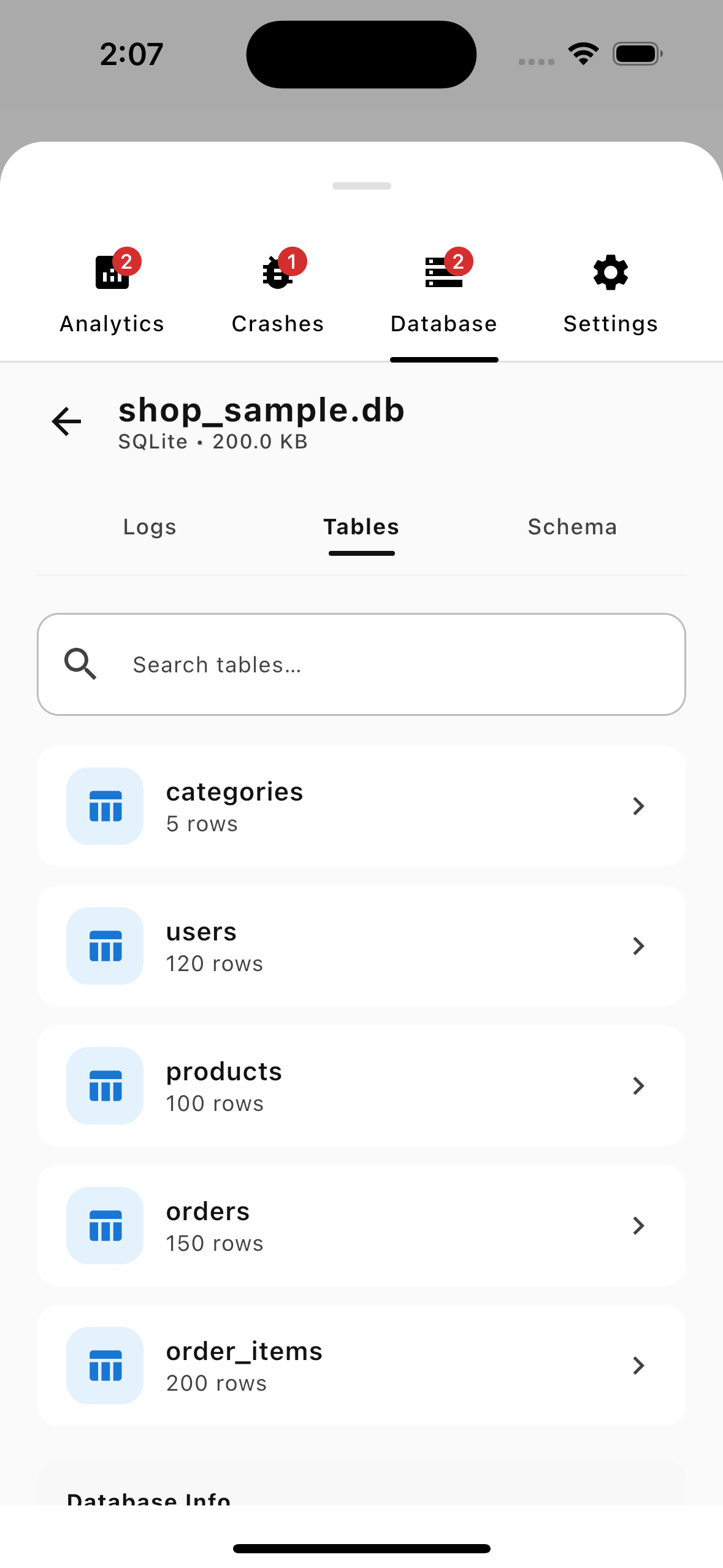 AELog Database Inspector